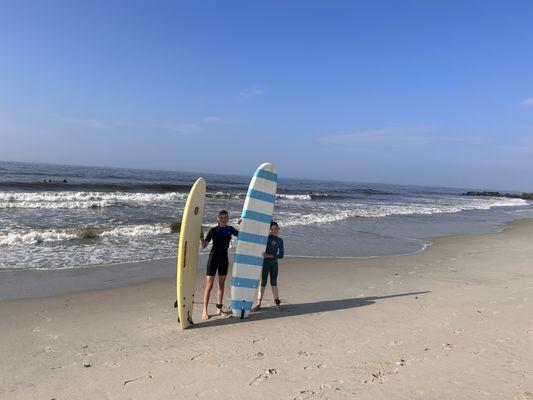 Happy kids after their lesson with Amanda at NY Surf School