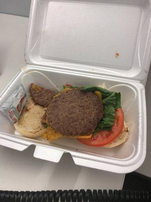 School cafeteria burger.