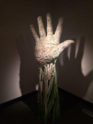 Hand Sculpture from Compass - Andrew Ramiro Tirado - Reclaimed Wood, Steel, & Paint (2014) - Colorado Springs Fine Arts Center