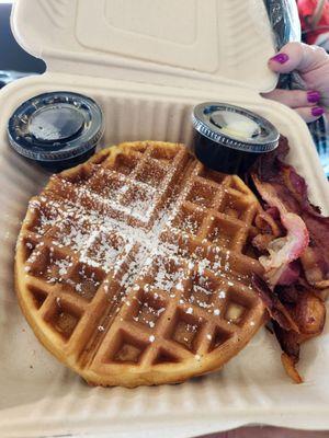 Waffle and bacon with Maple Syrup was yummy!