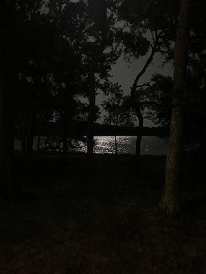 Night time moon glimmering in the water