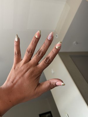 Gold for turning 50 and Green for my birthstone color - it's my birthday  nails