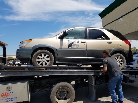 My Buick being towed to M and T.