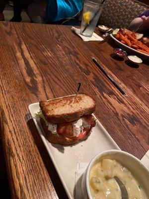 Wednesday half chicken salad/ half loaded baked potato soup