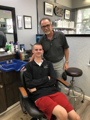 Joe jr and my son at his last haircut!