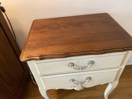 Bedroom end table, there are two, the top needs to be refinshed - remove scratches and indents