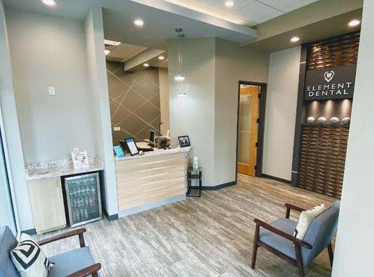 Reception area is calm comfortable and relaxing.