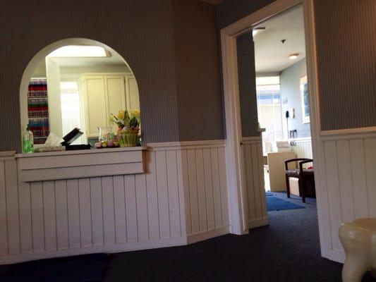 Reception window and entrance to patient area