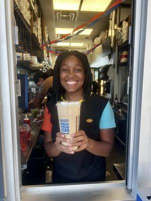 Chelsea serving up drinks with her beautiful smile!