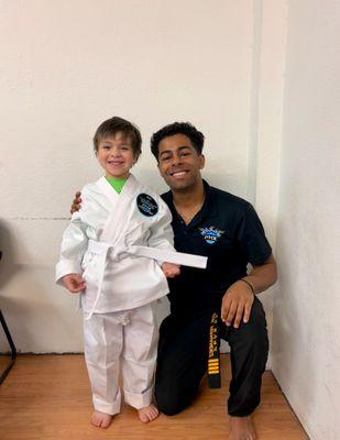 Our first student Mateo!! Over the past couple weeks he's shown a HUGE change in confidence and discipline!