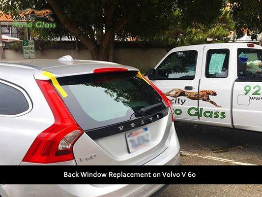 Back Windshield Replacement on Volvo V6o