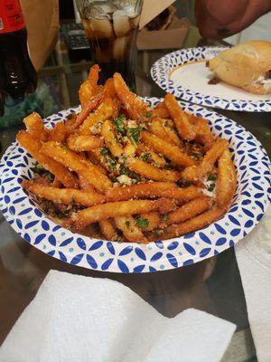 Parmesan truffle fries (garlic aioli not pictured) - huge portion. Delish