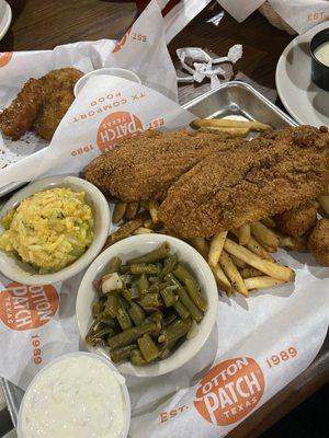 Fried fish with sides