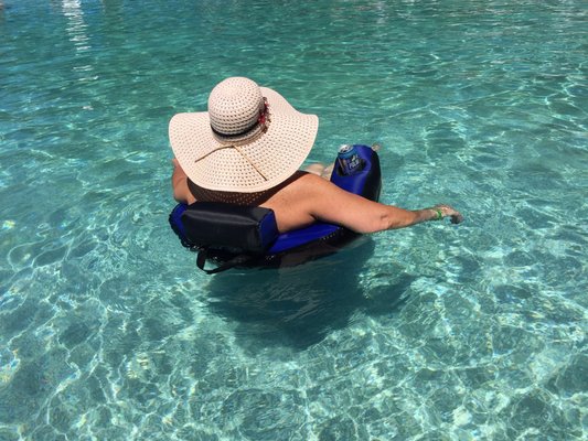 Skinny-dipping in our large solar-heated pool.