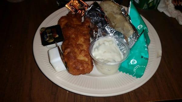 1 piece cod and baked potato, which included a salad bar and soup for $8.