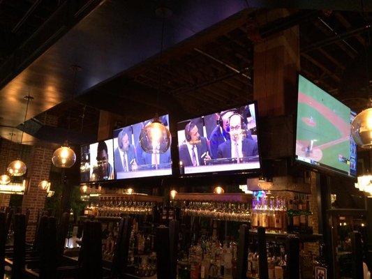 We install electronics and do TV mounting as well! Picture is a job our technician did at Jam's Restaurant & Bar in Omaha.