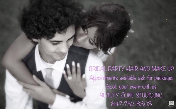 Bridal party's hair and makeup  book your event ask for packages