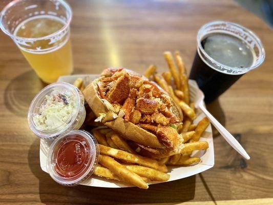 Lobster roll with fries