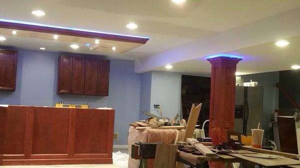 Bar and post with custom millworker and led lighting