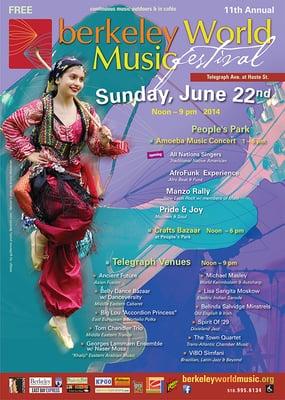 The city of Berkeley is a sponsor of Berkeley World Music Festival 6/22 w/Afrofunk Experience, Manzo Rally, & Pride & Joy