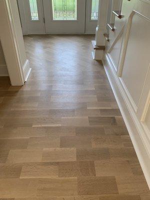 White oak subway tile style install