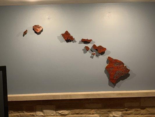 Wood art piece of Hawaiian Islands