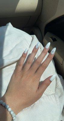 White acrylics with glitter