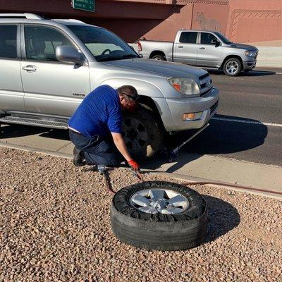 Old tire was a complete blowout!