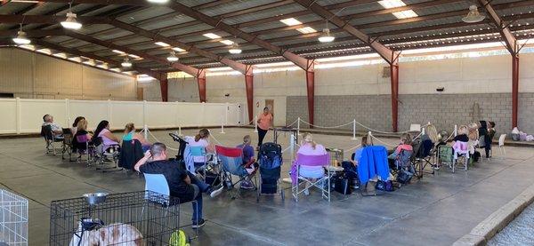 Indoor dog training area.