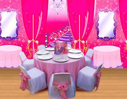 princess theme birthday party table set up decoration ideas, centerpieces, supplies,  kids chair covers,