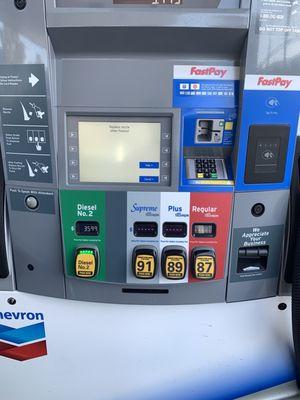 Diesel, attendant assist button, clean new pumps