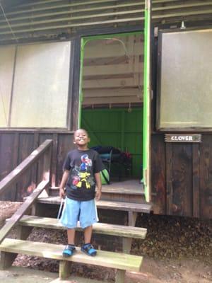 Family and Friends Day at the Girl Scout Camp. Pictured here: Jeremy checking out the competition #GirlScouts #CubScoutEnvy