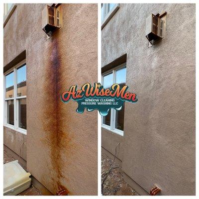 Huge rust stain removal from a client getting a house wash in Queen Creek, Az. He was ecstatic!
No damage dealt, like it was never there!