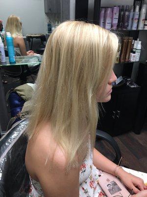 Clients Hair before adding 18" fusion hair extensions.