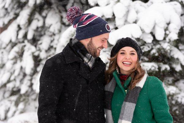 Winter Wonderland Engagement Portraits in East Boston.