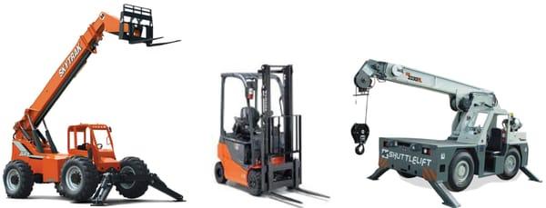 Material Handling Equipment including: Telescopic Forklifts, Carrydeck Cranes, Industrial Fork Trucks, Boom Cranes, and Other...