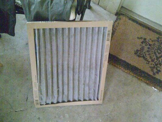 If your filter looks like this you may have a dirty cooling coil and blower. This adds up to poor efficiency.