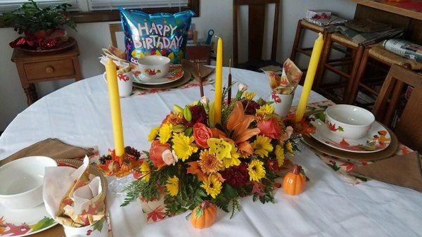 This fall arrangement comes with one candle. The other candles came with arrangements that were delivered the last 2 years.