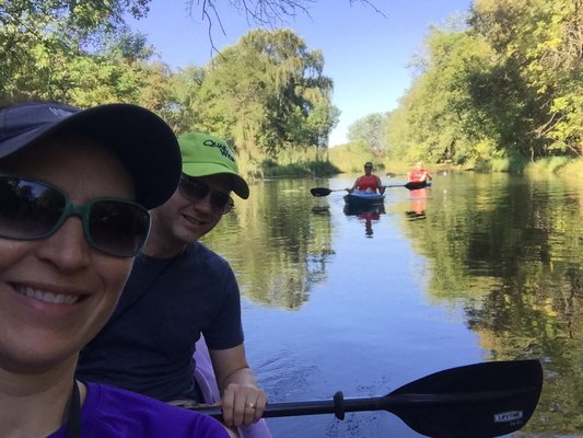 Kayaking the St. Louis Park section with friends.