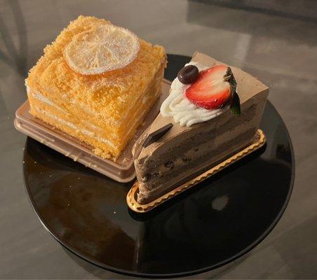 Chocolate Fresh Cream Cake Slice  Citrus Orange sponge cake