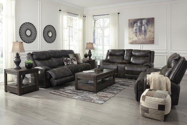 Ashley Brinlack Sofa ONLY $949.00! Power Reclining, Power Adjusable Headrests and USB Ports!