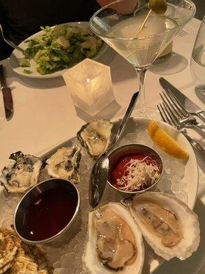 Oysters and dirty martini