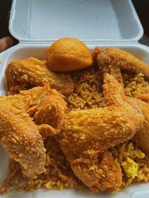 Wings and fried rice