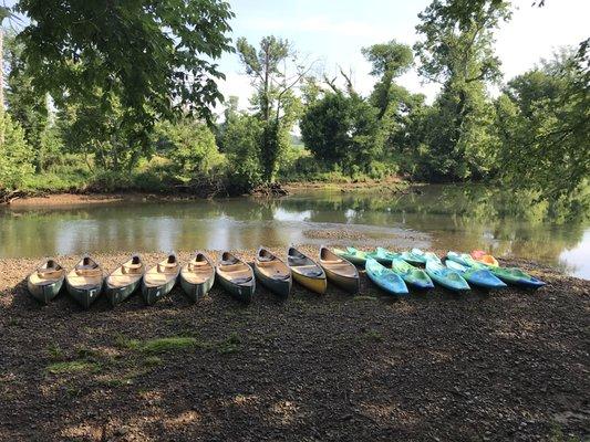 A few canoes/kayaks on our gravel bar