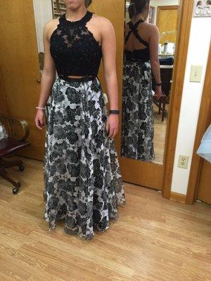 Shortened skirt of prom dress