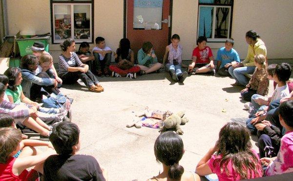 Elementary school students participate in a Restorative Justice Circle led by SEEDS