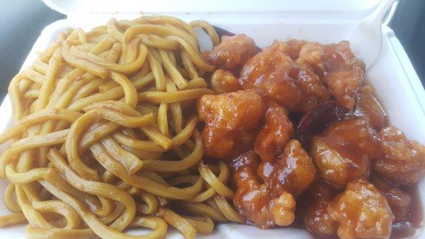 Orange chicken with lo mein