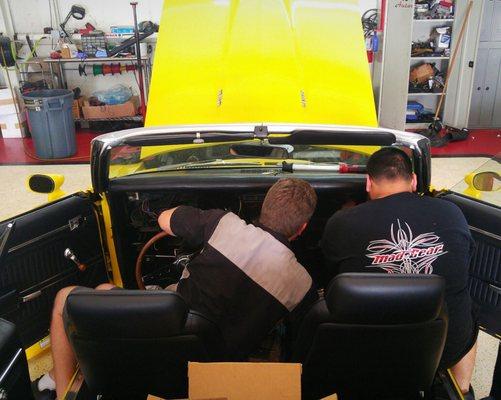 The boys working on a classic Firebird!