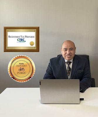 Andrew Villegas, offering Mobile Notary Public Services and Virtual Tax Preparation in Fresno, CA.