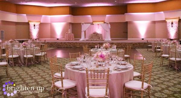 Brighten Up Event Lighting | Rocklin Event Center Soft Soft Pink  Uplighting